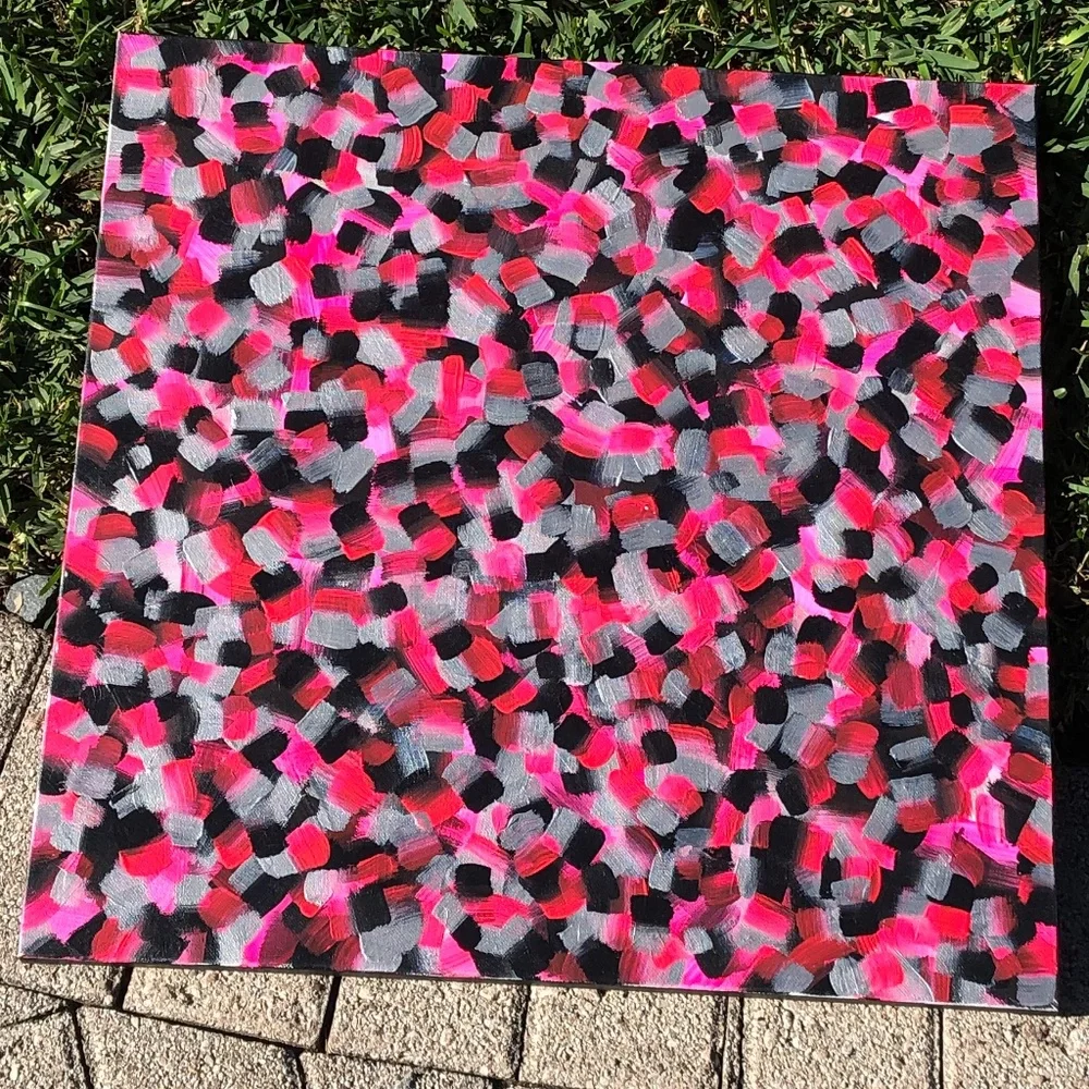 HANDCRAFTED CONFETTI ABSTRACT ART PINK, BLACK, SILVER